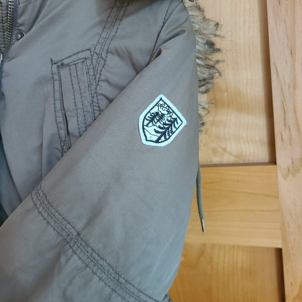 American Eagle Y2K Army Green Military Parka‎ Jacket Faux Fur Hood Sherpa MEDIUM - Picture 10 of 14